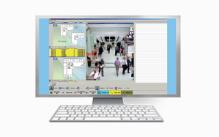 A desktop monitor displaying video footage